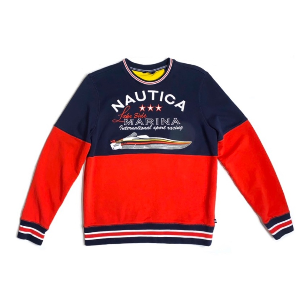 Nautica color block graphic crew neck sweatshirt